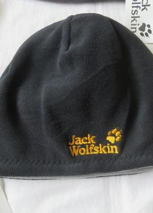 Зимові двосторонні шапки на флісі jack wolfskin оригінал4 фото