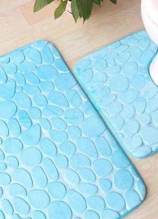 Набір 3-d текстурних килимків для ванної та туалету 2 шт. морські камінці бежевий кладовка