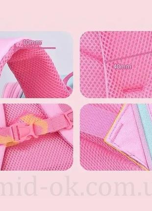 Школьный рюкзак розовый единорог 37 см  для девочки 1-3 класса ортопедический pink unicorn портфель ранец5 фото