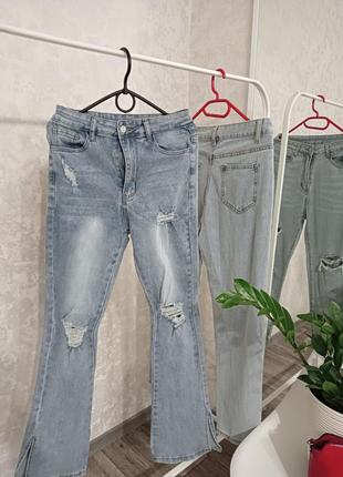 Крутые трендовые джинсы с разрезами р.384 фото