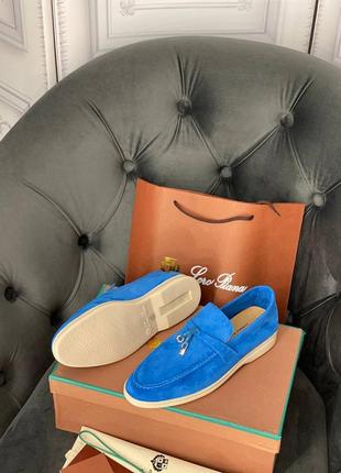 Лоферы loro piana синие замшевые лоферы