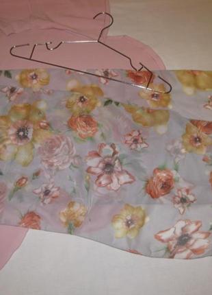 Легкий шифоновый шарф шаль платок повязка на голову с цветочным принтом серый корея made in кorea5 фото
