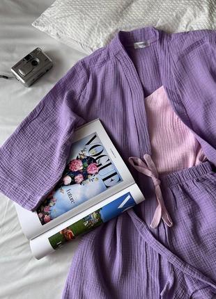 Муслиновая пижама тройка.4 фото