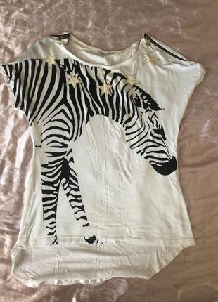 Футболка біла з зеброю s justor italy