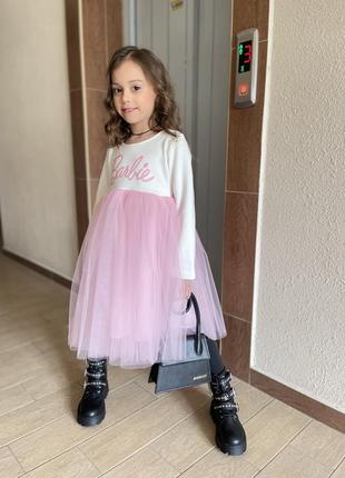 Сукня барбі barbie з фатіном рожева для дівчаток