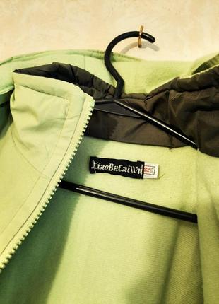 Xiaobacaiwu куртка с утеплителем внутри + флис весна-осень деми салатовая на мальчика 2-3-4года8 фото