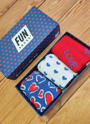 Fun socks женские / мужские в подарочной коробке, 3 пары носков, размер 36-40