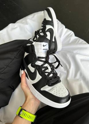 Кроссовки nike sb dunk high x ambush black / white7 фото