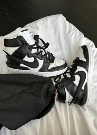 Кроссовки nike sb dunk high x ambush black / white6 фото