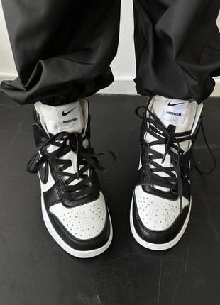 Кроссовки nike sb dunk high x ambush black / white3 фото