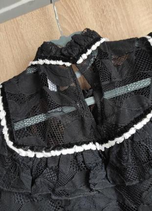 Zara мереживна блуза, укорочений топ з рюшами, святкова, ажурна 3