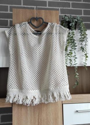 Esmara ажурная блуза, кружевная футболка с бахромой, футболка свободного кроя