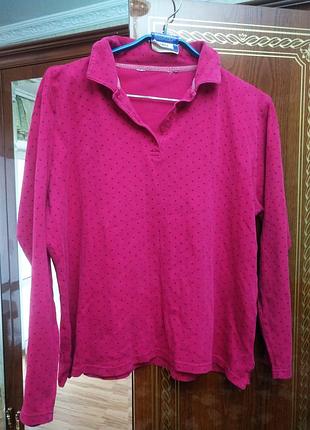 Стильний лонгслів поло фуксія m-l xl