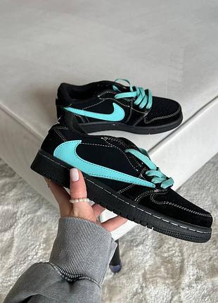 Женские кроссовки nike boots air jordan 1 low x travis scott x tiffany найк