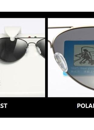 Поляризационные очки aviator polarized солнцезащитные uv4002 фото