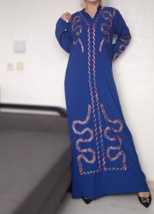 Натуральна сукня вишиванка абая максі арабські емірати4 фото