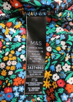 Длинное ярусное цветочное платье m&s коттон рукава буфы7 фото