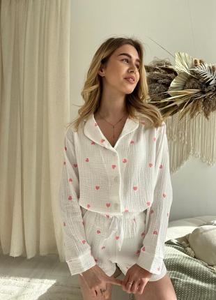 Женская муслиновая пижама с шортиками cosy