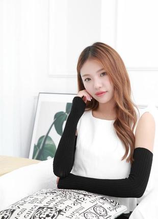 Митенки черные длинные