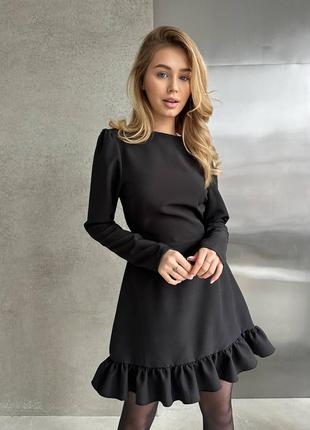 Изысканное черное стильное качественное трендовое элегантное платье с вырезом на спинке2 фото