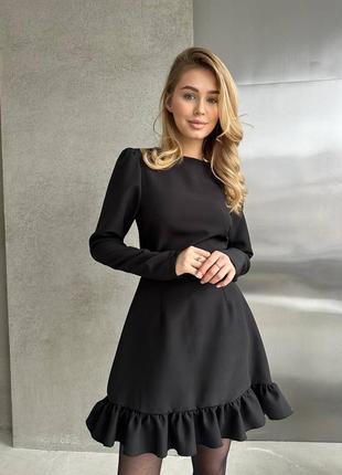Изысканное черное стильное качественное трендовое элегантное платье с вырезом на спинке8 фото