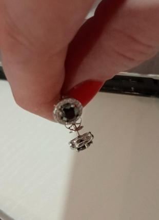 Серьги серебро 925 с черными бриллиантами-муассанитами 0.5ct3 фото