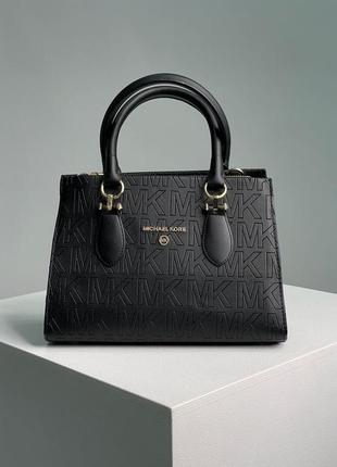 Сумка с ручками женская черная michael kors marilyn large logo black mk (арт: 12151)