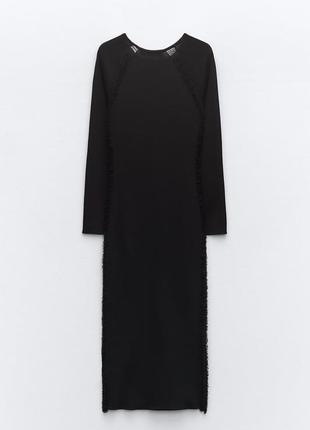 Вязаное платье с контрастными деталями zara, black &lt;unk&gt; 3646/1077 фото