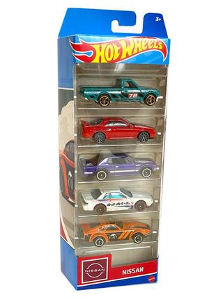 Подарочный набор из 5-ти базовых машинок hot wheels хот виллс nissan ниссан 1:64 металл (1806)