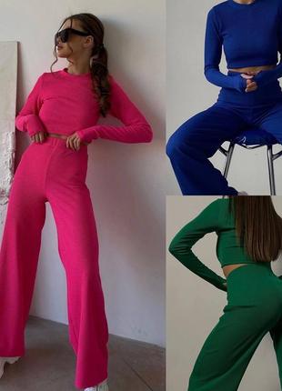 Хіт💯 костюм рубчик топ + брюки 💯 тренд сезону 💯9 фото