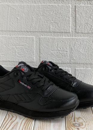 Распродажа! reebok classic кроссовки кеды черные кожаные кожа отличное качество весенние осенние демисезонные демисезонные измельчения классик5 фото