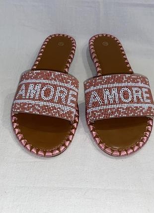 Шлепанцы * amore * бисер ничевина р.38 (25.50см)