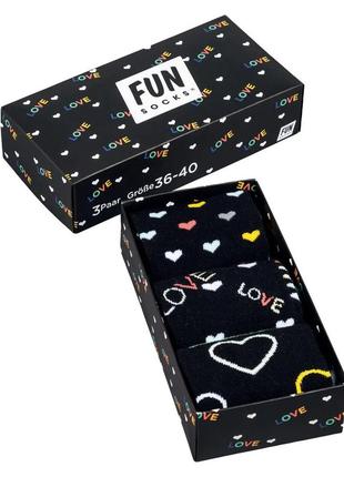 Fun socks женские / мужские в подарочной коробке, 3 пары носков, размер 36-40