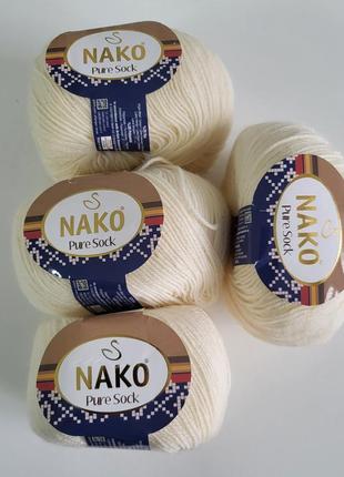 Nako pure sock 200 g молочний1 фото