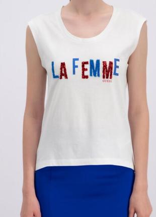 Guess! оригинал! белоснежная футболка топ la femme!