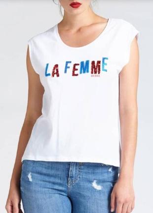Guess! оригинал! белоснежная футболка топ la femme!2 фото