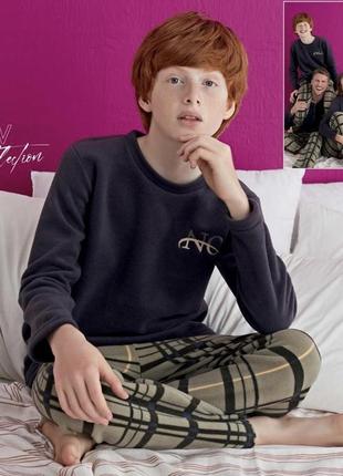 Тепла флісова піжама для підлітка хлопчика/домашній костюм фліс 6-12 років