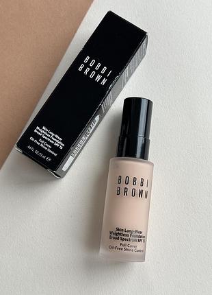 Cтійкий тональний крем spf 15 bobbi brown mini skin long-wear weightless foundation - porcelain ivory 13 мл