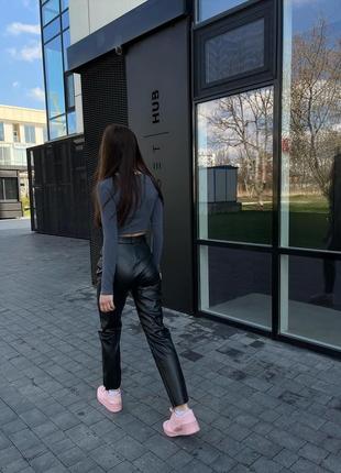 Брюки кожаные брюки экокожа высокие черные м xs3 фото