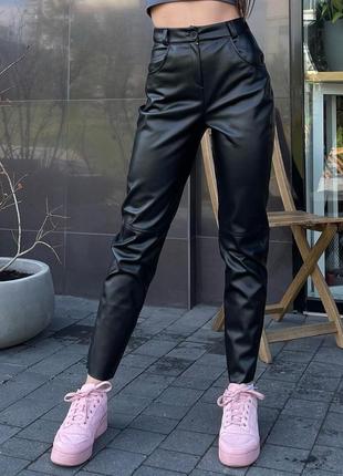 Брюки кожаные брюки экокожа высокие черные м xs5 фото