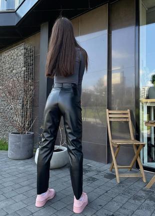 Брюки кожаные брюки экокожа высокие черные м xs4 фото