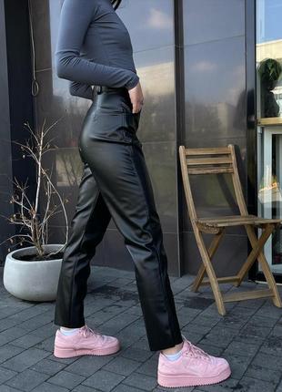 Брюки кожаные брюки экокожа высокие черные м xs6 фото