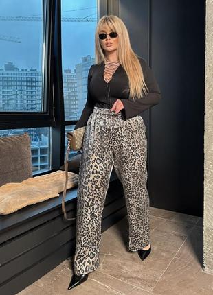 Леопардовые брюки серый, лео кристалл8 фото