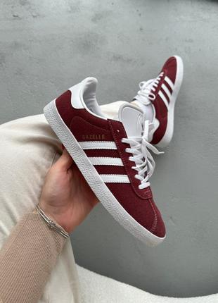 Кросівки adidas gazelle red bordo burgundy3 фото