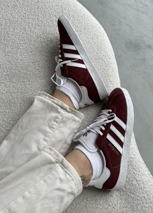 Кроссовки adidas gazelle red bordo burgundy6 фото