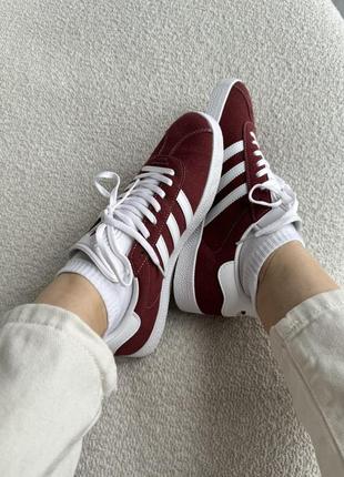 Кроссовки adidas gazelle red bordo burgundy5 фото