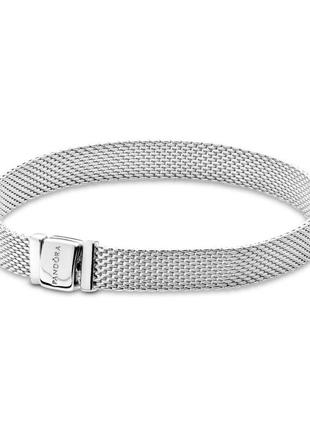 Оригінал пандора оригінальний срібний браслет 597712 срібло серія плоский плетений з логотипом з биркою новий