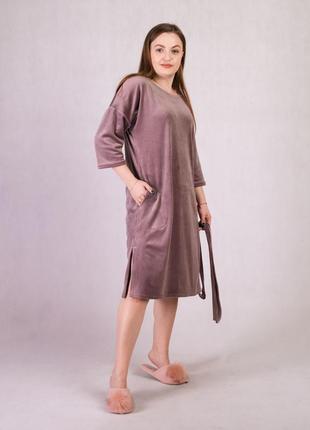 Жіноча велюрова сукня рр 48-582 фото