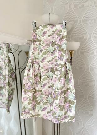 Квіткова бавовняна міні сукня у розмірі s від united colors of benetton1 фото