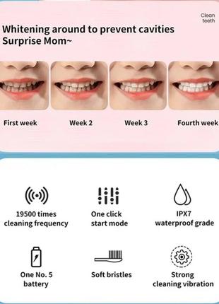 Детская зубная щетка электрическая + 12 насадок3 фото
